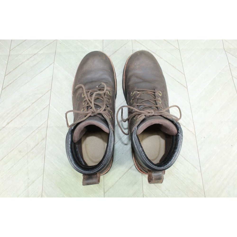 LL Bean Brown Leather Plain-Toe Bucksport Vibram Sole Work Boots Size 10 M - Picture 6 of 9